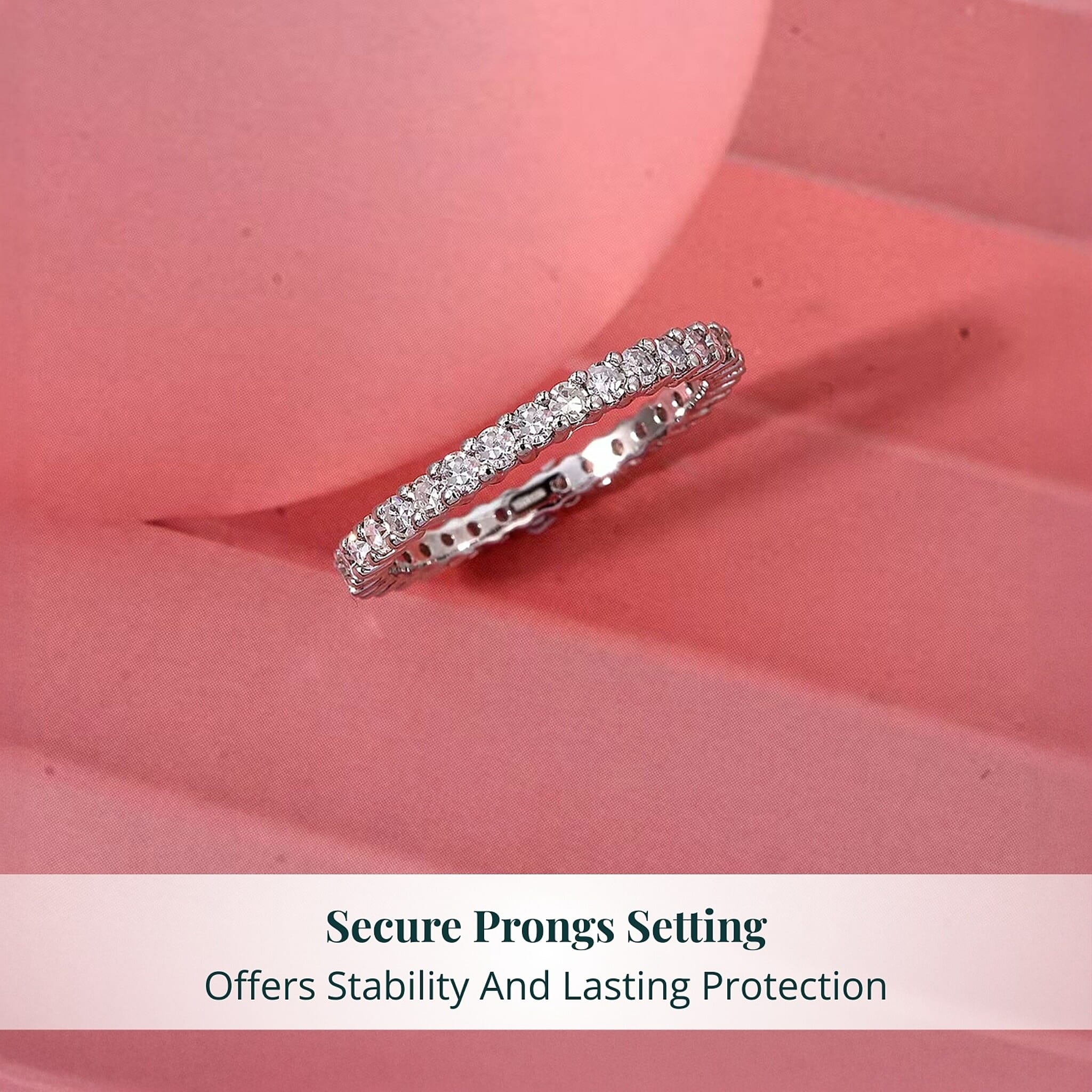 Luxuriant Lab Grown Diamond G-H SI 1.10 ctw Eternity Band Ring in Rhodium Over Sterling Silver (Size 10.0)