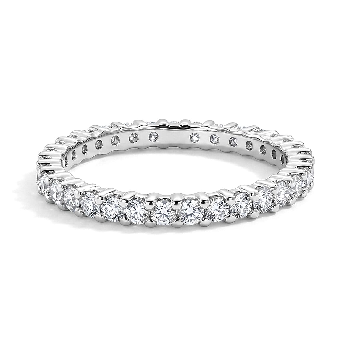 Luxuriant Lab Grown Diamond G-H SI 1.10 ctw Eternity Band Ring in Rhodium Over Sterling Silver (Size 10.0) image number 4