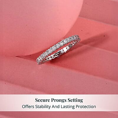 Luxuriant Lab Grown Diamond G-H SI 1.10 ctw Eternity Band Ring in Rhodium Over Sterling Silver (Size 10.0)