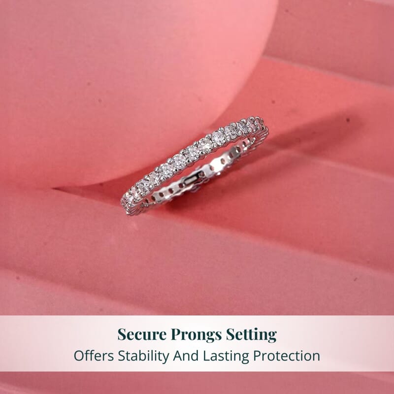 Luxuriant Lab Grown Diamond G-H SI 1.10 ctw Eternity Band Ring in Rhodium Over Sterling Silver (Size 10.0)