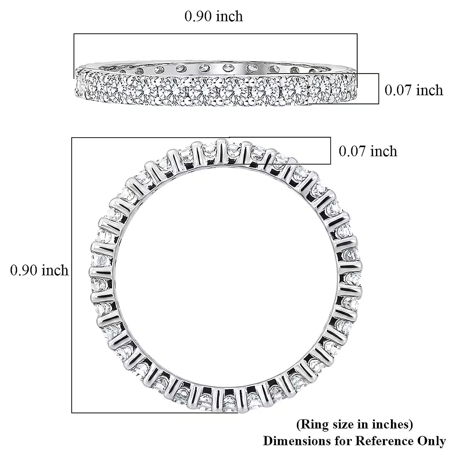 Luxuriant Lab Grown Diamond G-H SI 1.10 ctw Eternity Band Ring in Rhodium Over Sterling Silver (Size 10.0)