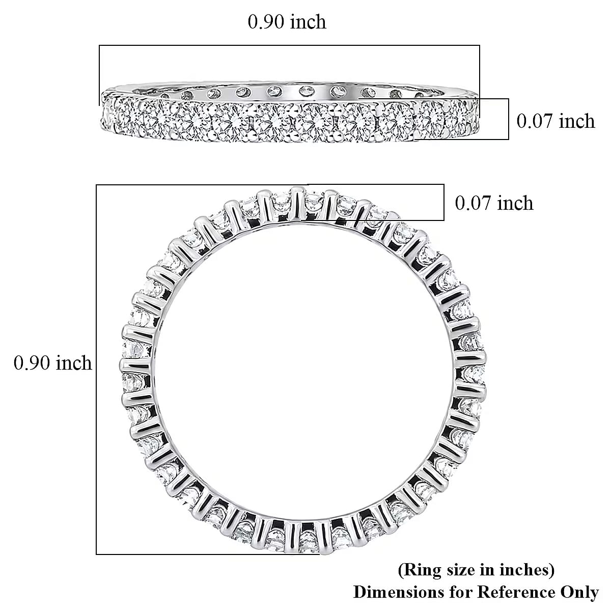 Luxuriant Lab Grown Diamond G-H SI 1.10 ctw Eternity Band Ring in Rhodium Over Sterling Silver (Size 10.0) image number 6
