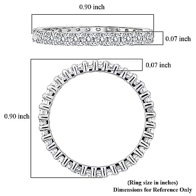 Luxuriant Lab Grown Diamond G-H SI 1.10 ctw Eternity Band Ring in Rhodium Over Sterling Silver (Size 10.0)