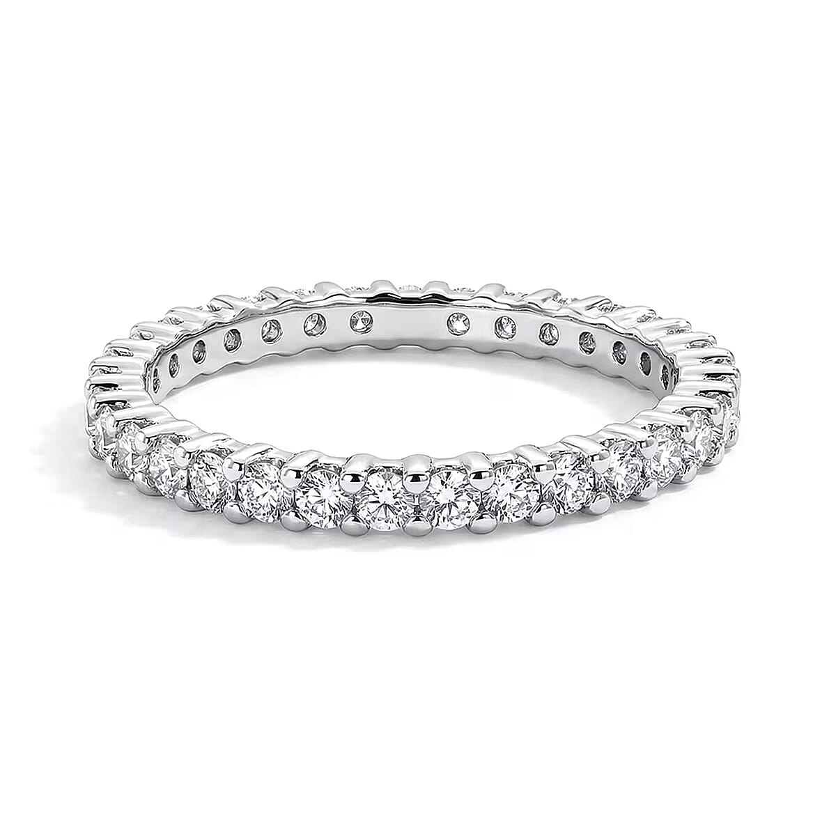 Luxuriant Lab Grown Diamond G-H SI 1.10 ctw Eternity Band Ring in Rhodium Over Sterling Silver (Size 10.0) image number 7