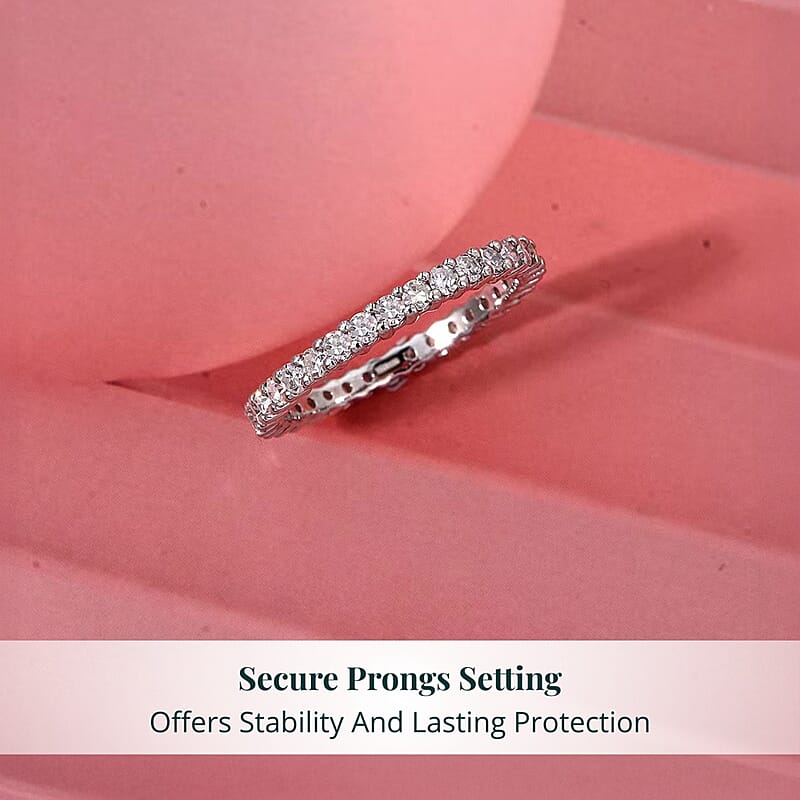 Luxuriant Lab Grown Diamond G-H SI 1.10 ctw Eternity Band Ring in Rhodium Over Sterling Silver (Size 6.0)