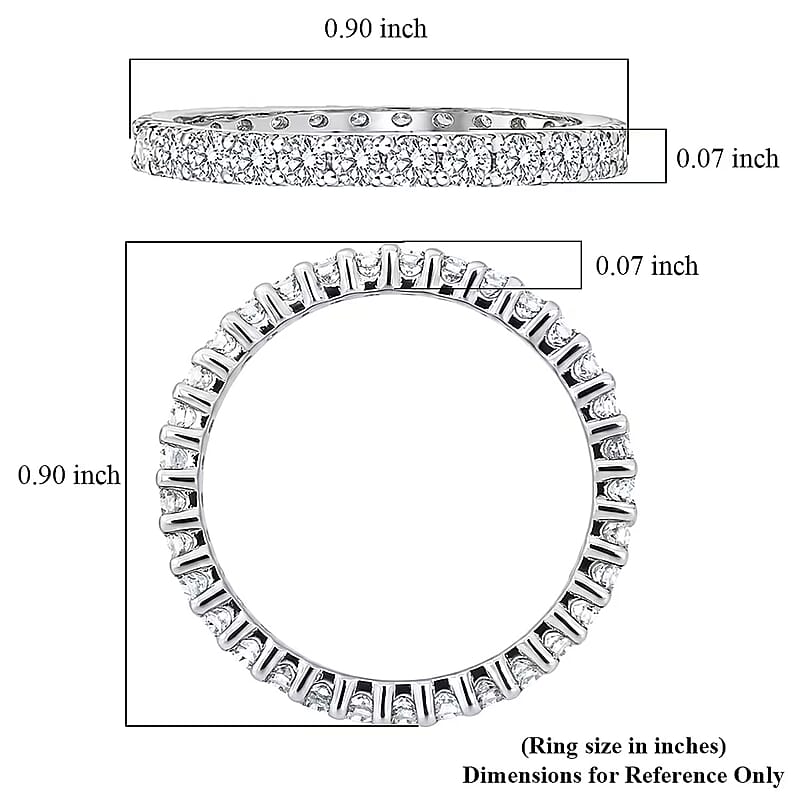 Luxuriant Lab Grown Diamond G-H SI 1.10 ctw Eternity Band Ring in Rhodium Over Sterling Silver (Size 6.0)