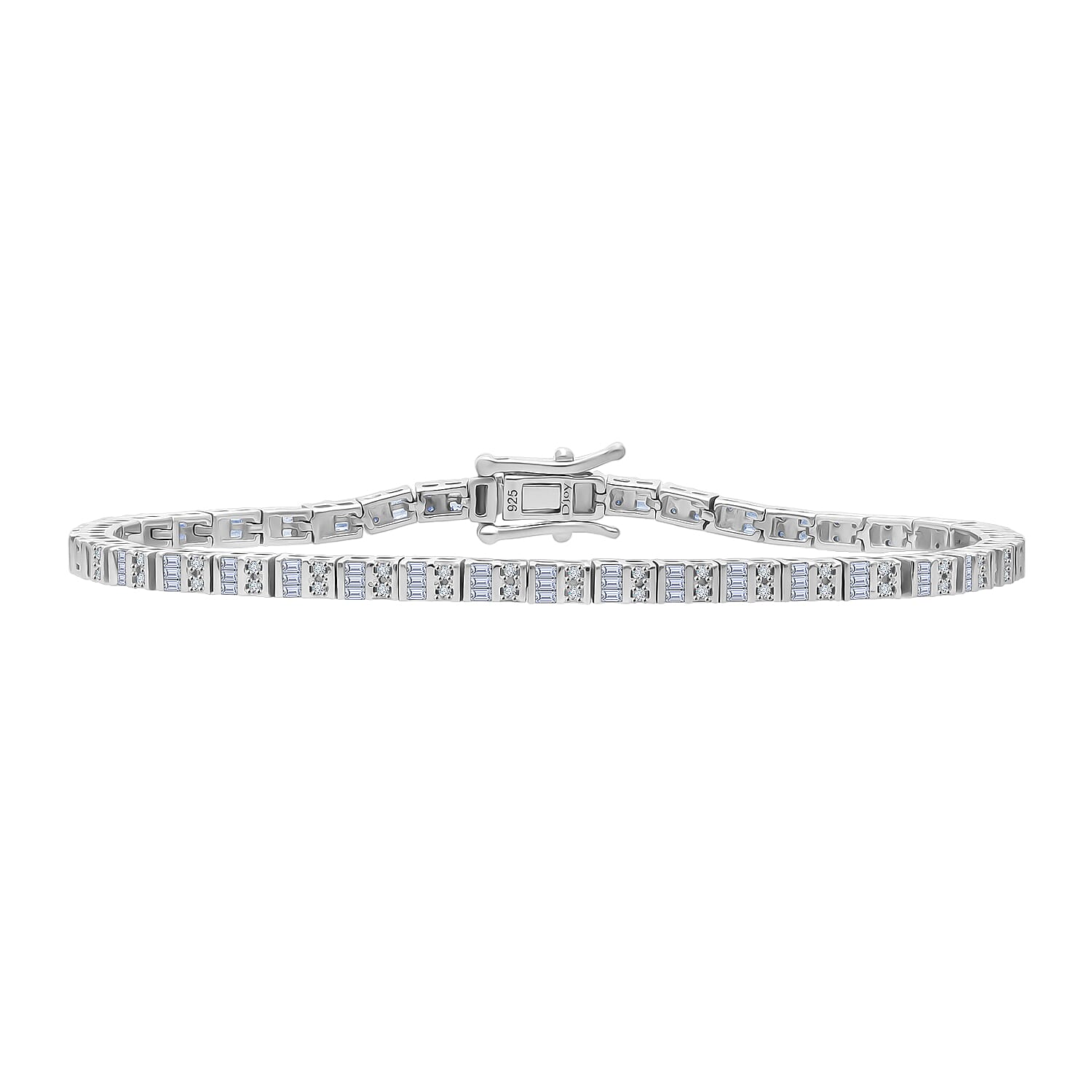 D'Joy Blue Diamond (IR) Tennis Bracelet in Rhodium Over Sterling Silver (7.25 In) 1.00 ctw