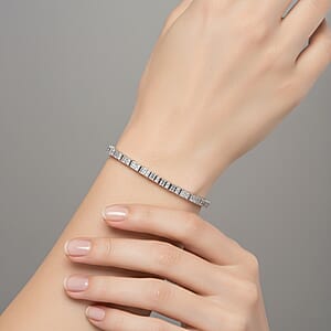 D'Joy Diamond 1.00 ctw Tennis Bracelet in Rhodium Over Sterling Sil (7.25 In) 