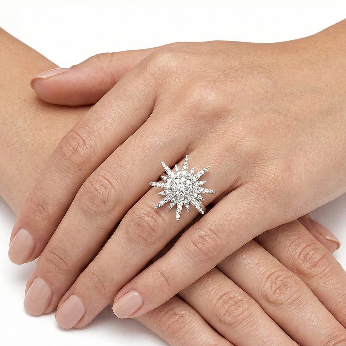 Luxuriant Lab Grown Diamond G-H SI 1.00 ctw Ring in Rhodium Over Sterling Silver (Size 10.0) image number 2