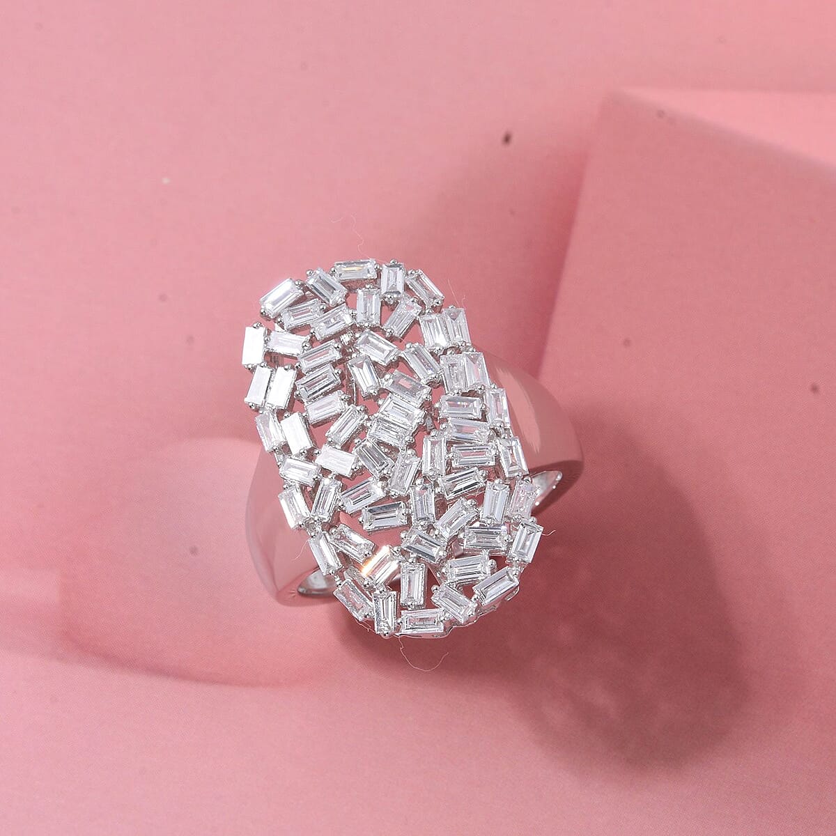 Luxuriant Lab Grown Diamond (G-H, SI) Ring in Rhodium Over Sterling Silver (Size 10.0) 1.25 ctw image number 1