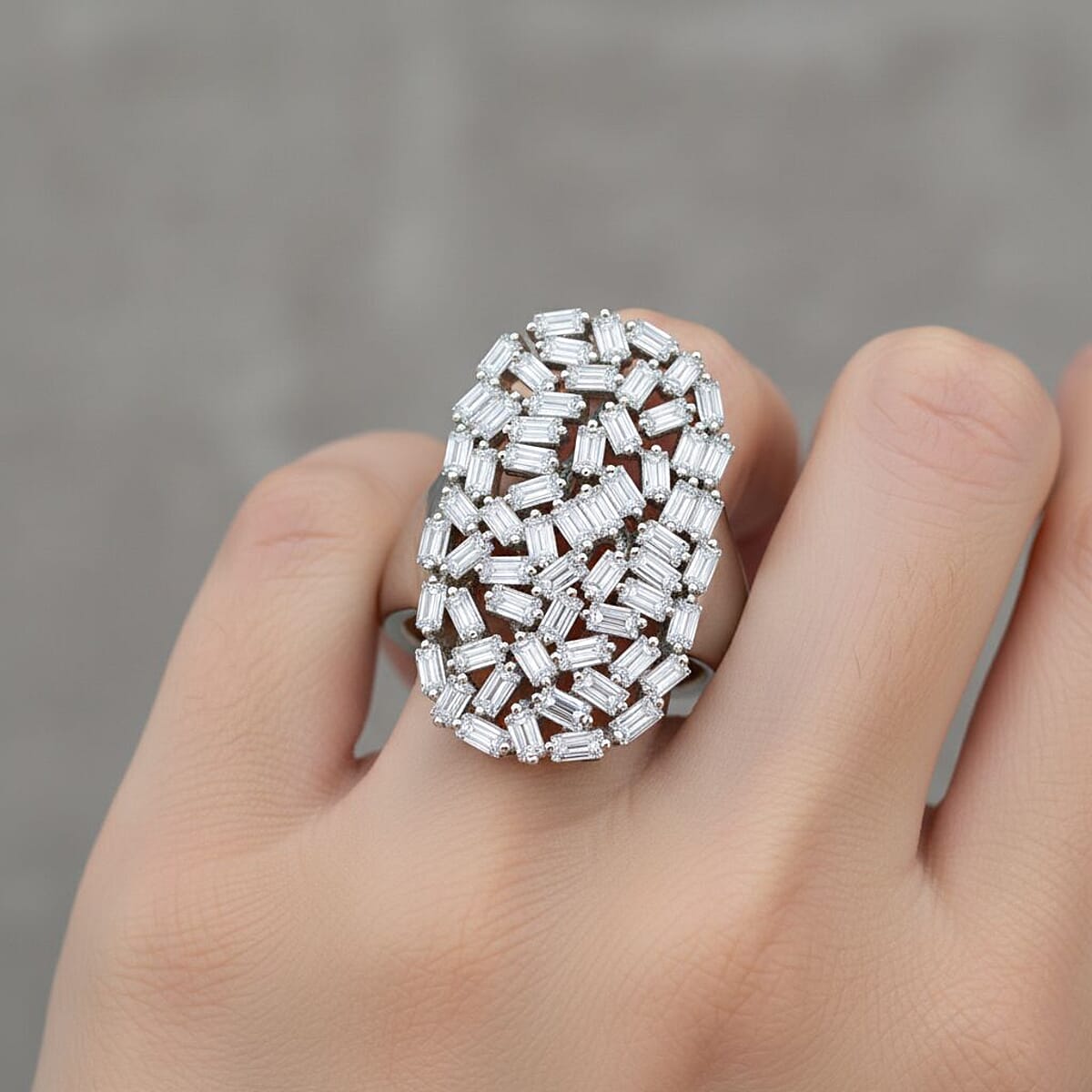 Luxuriant Lab Grown Diamond (G-H, SI) Ring in Rhodium Over Sterling Silver (Size 10.0) 1.25 ctw image number 2