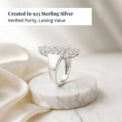 Luxuriant Lab Grown Diamond (G-H, SI) Ring in Rhodium Over Sterling Silver (Size 10.0) 1.25 ctw