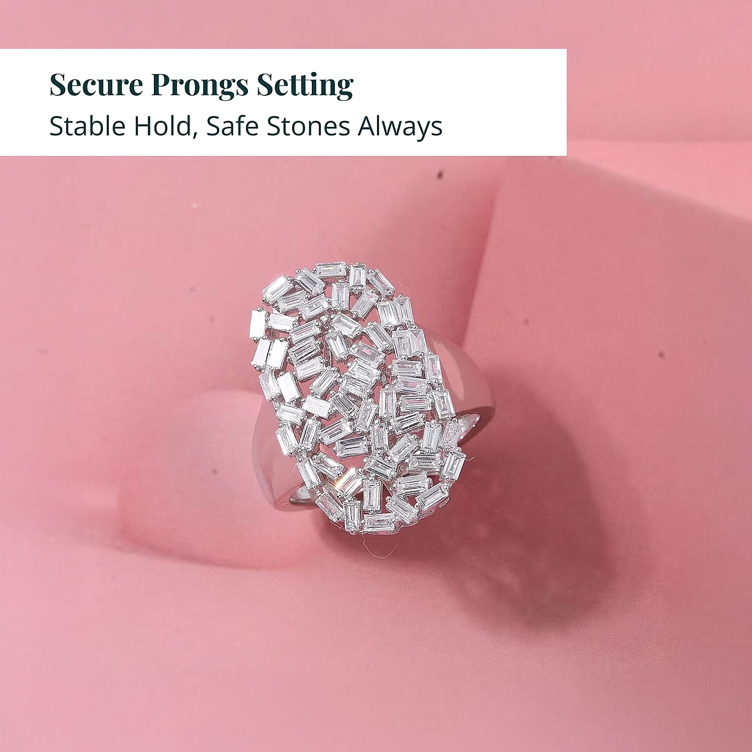 Luxuriant Lab Grown Diamond (G-H, SI) Ring in Rhodium Over Sterling Silver (Size 10.0) 1.25 ctw