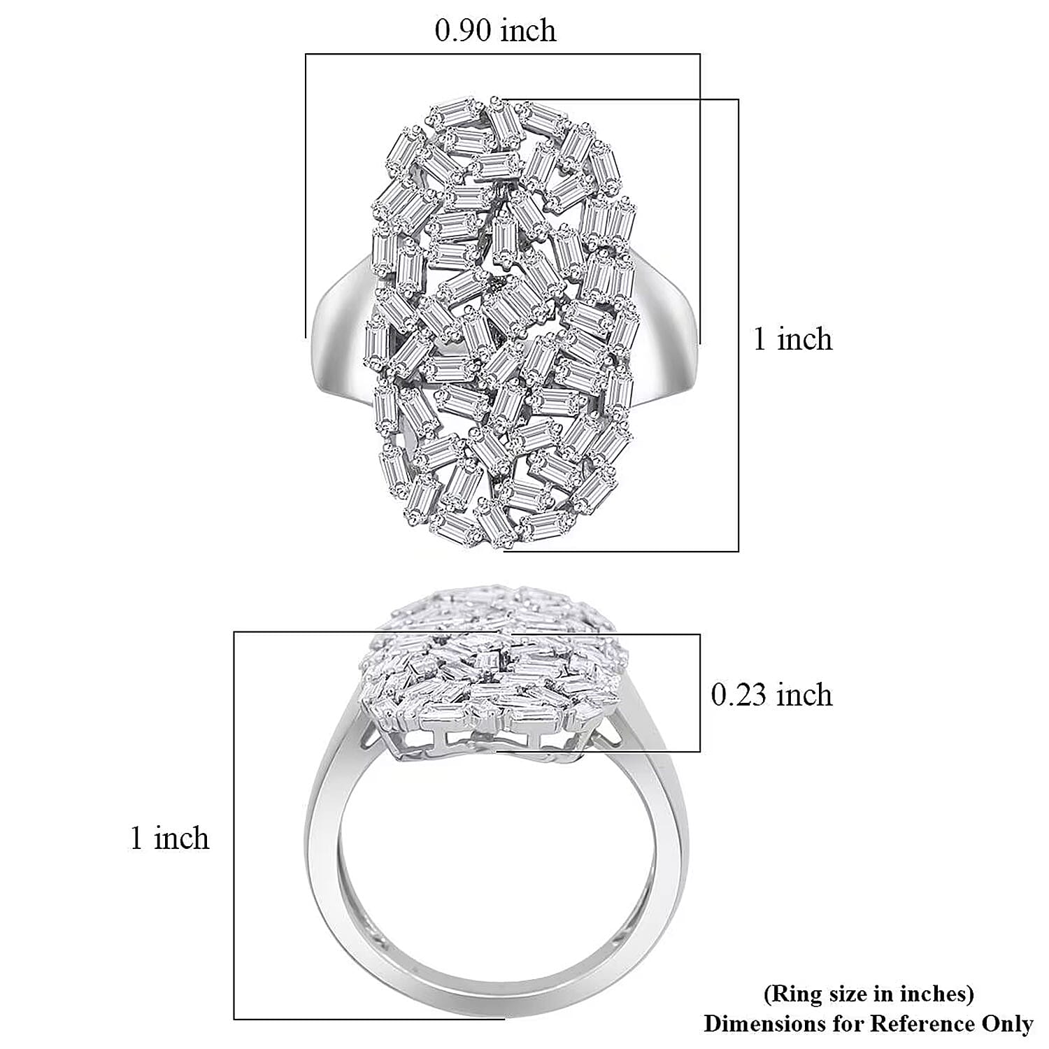 Luxuriant Lab Grown Diamond (G-H, SI) Ring in Rhodium Over Sterling Silver (Size 10.0) 1.25 ctw