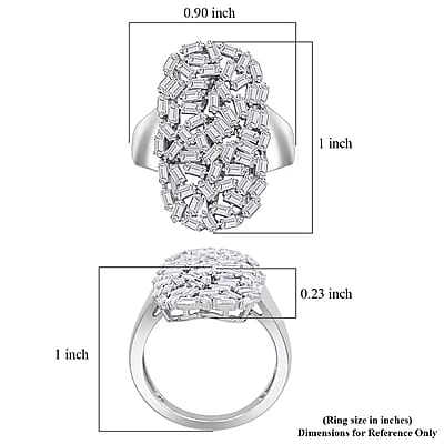 Luxuriant Lab Grown Diamond (G-H, SI) Ring in Rhodium Over Sterling Silver (Size 10.0) 1.25 ctw