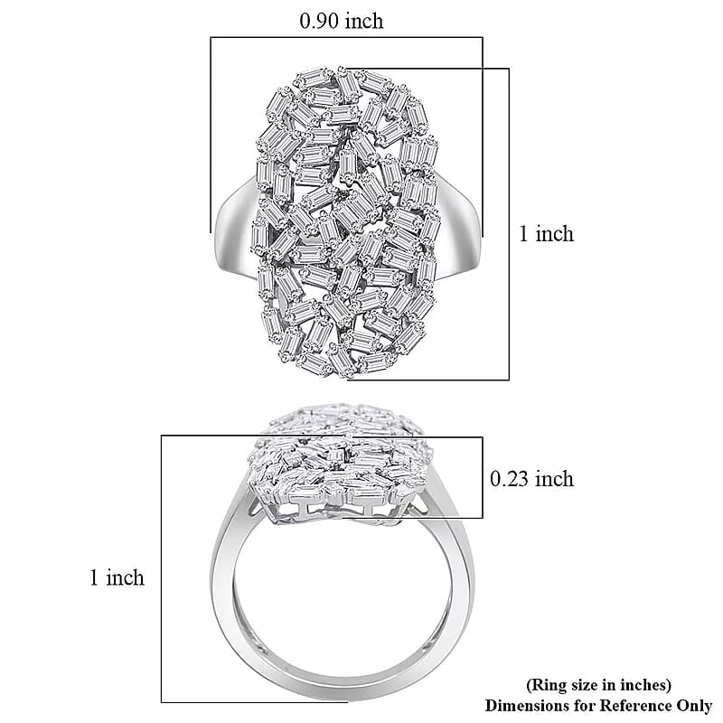 Luxuriant Lab Grown Diamond (G-H, SI) Ring in Rhodium Over Sterling Silver (Size 10.0) 1.25 ctw