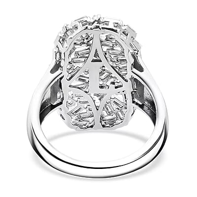 Luxuriant Lab Grown Diamond (G-H, SI) Ring in Rhodium Over Sterling Silver (Size 10.0) 1.25 ctw