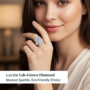  Luxuriant Lab Grown Diamond (G-H, SI) Ring in Rhodium Over Sterling Silver (Size 5.0) 1.25 ctw