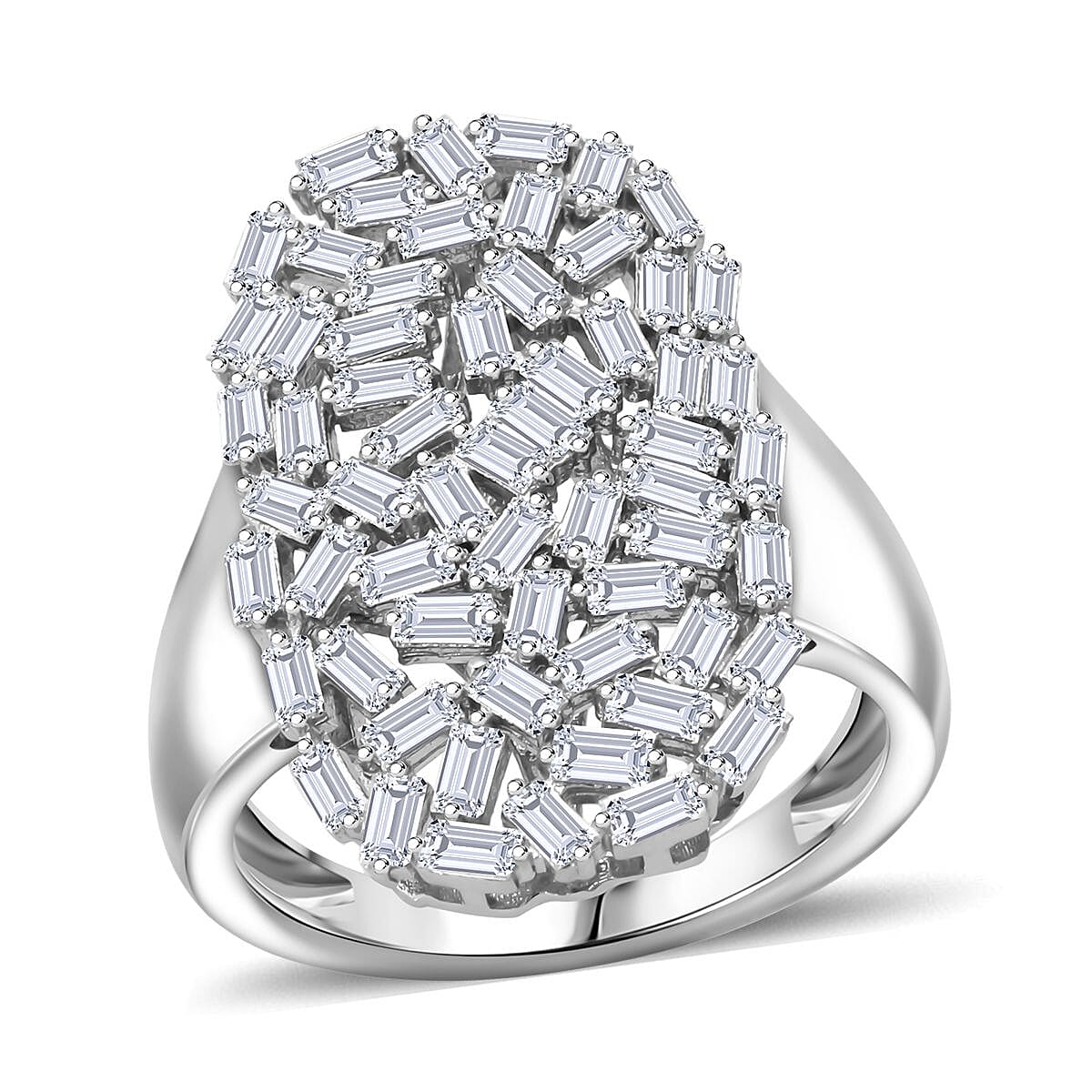 Doorbuster Luxuriant Lab Grown Diamond G-H SI 1.25 ctw Ring in Rhodium Over Sterling Silver (Size 6.0) image number 0