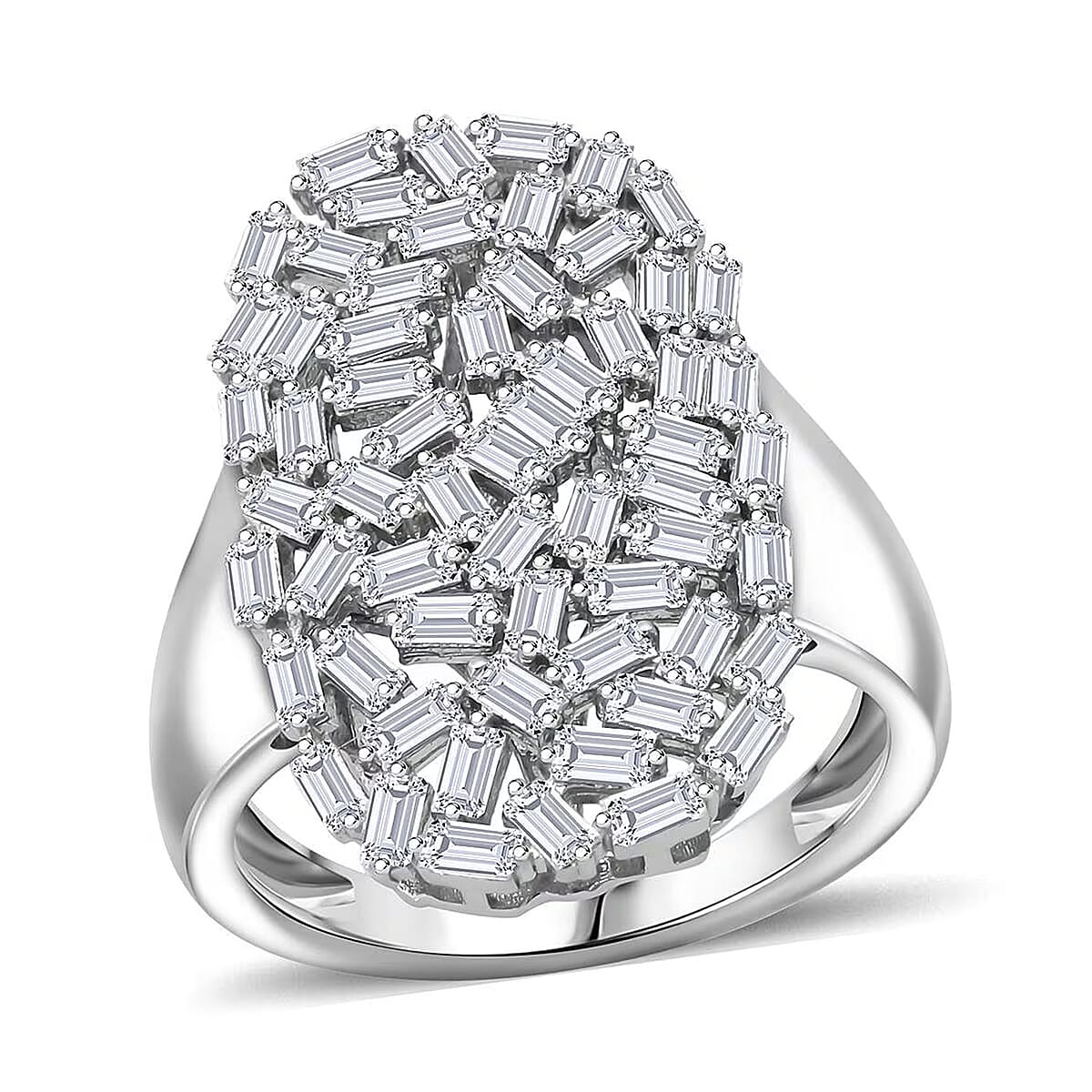  Luxuriant Lab Grown Diamond (G-H, SI) Ring in Rhodium Over Sterling Silver (Size 8.0) 1.25 ctw image number 0