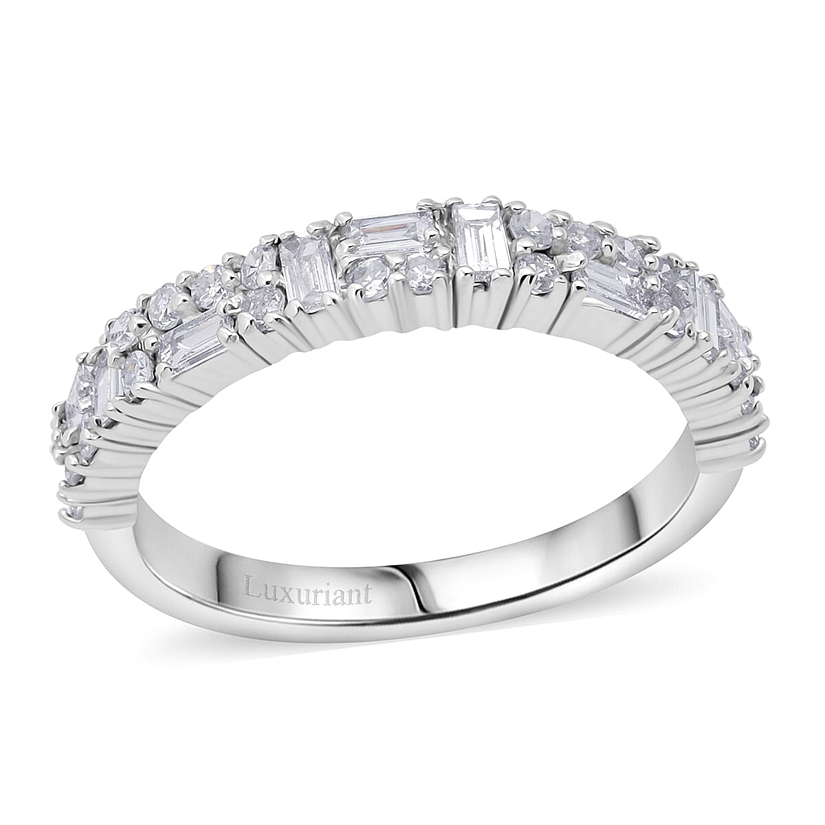 Luxuriant Lab Grown Diamond G-H SI 0.65 ctw Art Deco Ring in Rhodium Over Sterling Silver (Size 10.0) image number 0