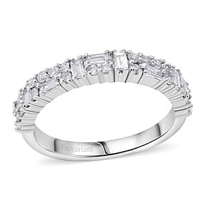 Luxuriant Lab Grown Diamond G-H SI 0.65 ctw Art Deco Ring in Rhodium Over Sterling Silver (Size 10.0)