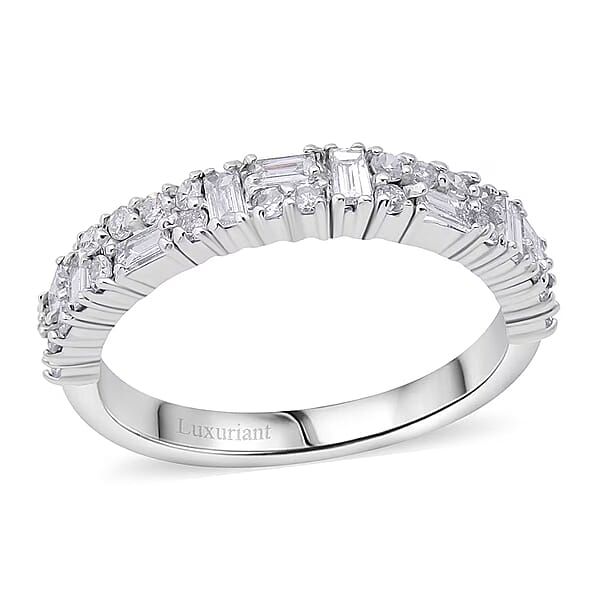 Luxuriant Lab Grown Diamond (G-H, SI) Art Deco Ring in Rhodium Over Sterling Silver 0.65 ctw (Size 10.0)