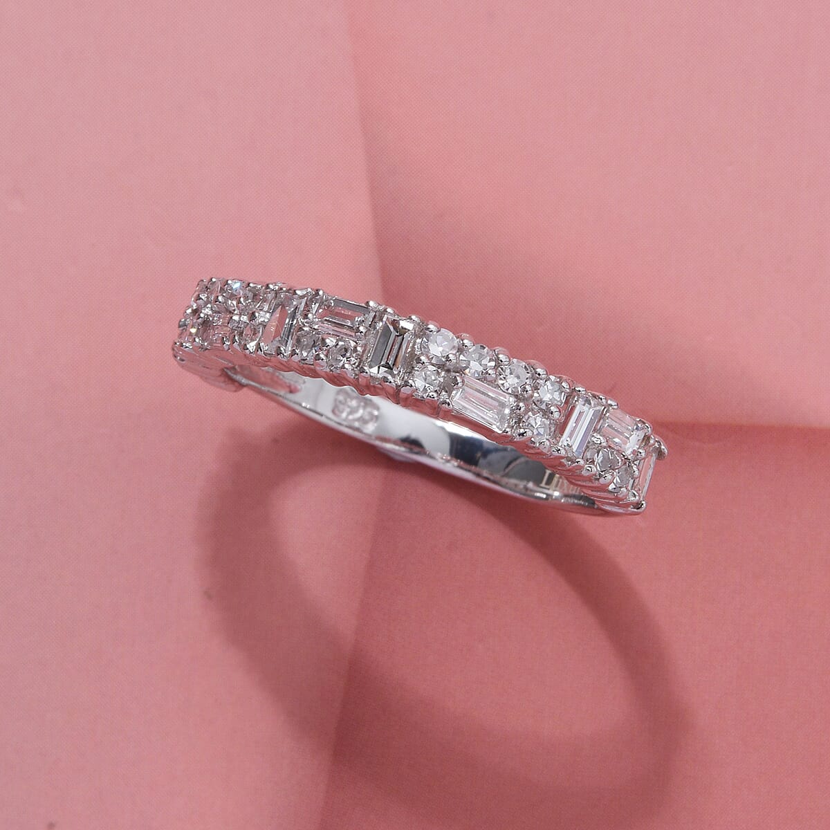 Luxuriant Lab Grown Diamond G-H SI 0.65 ctw Art Deco Ring in Rhodium Over Sterling Silver (Size 10.0) image number 1