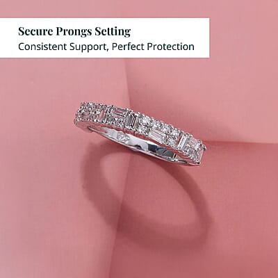 Luxuriant Lab Grown Diamond (G-H, SI) Art Deco Ring in Rhodium Over Sterling Silver 0.65 ctw (Size 10.0)
