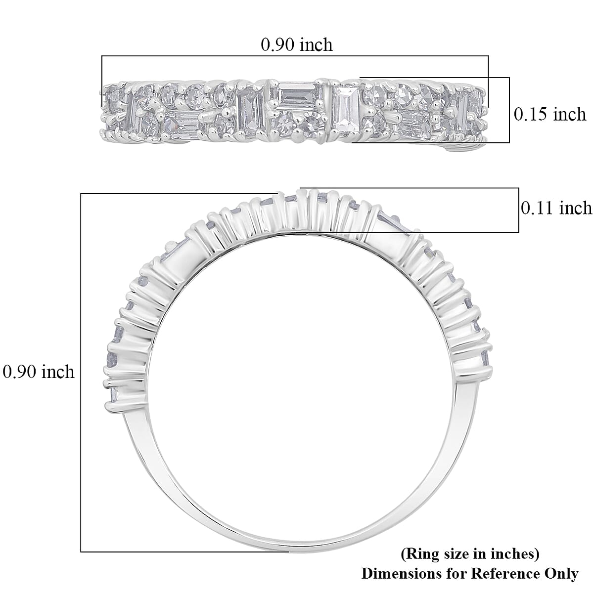 Luxuriant Lab Grown Diamond G-H SI 0.65 ctw Art Deco Ring in Rhodium Over Sterling Silver (Size 10.0) image number 5