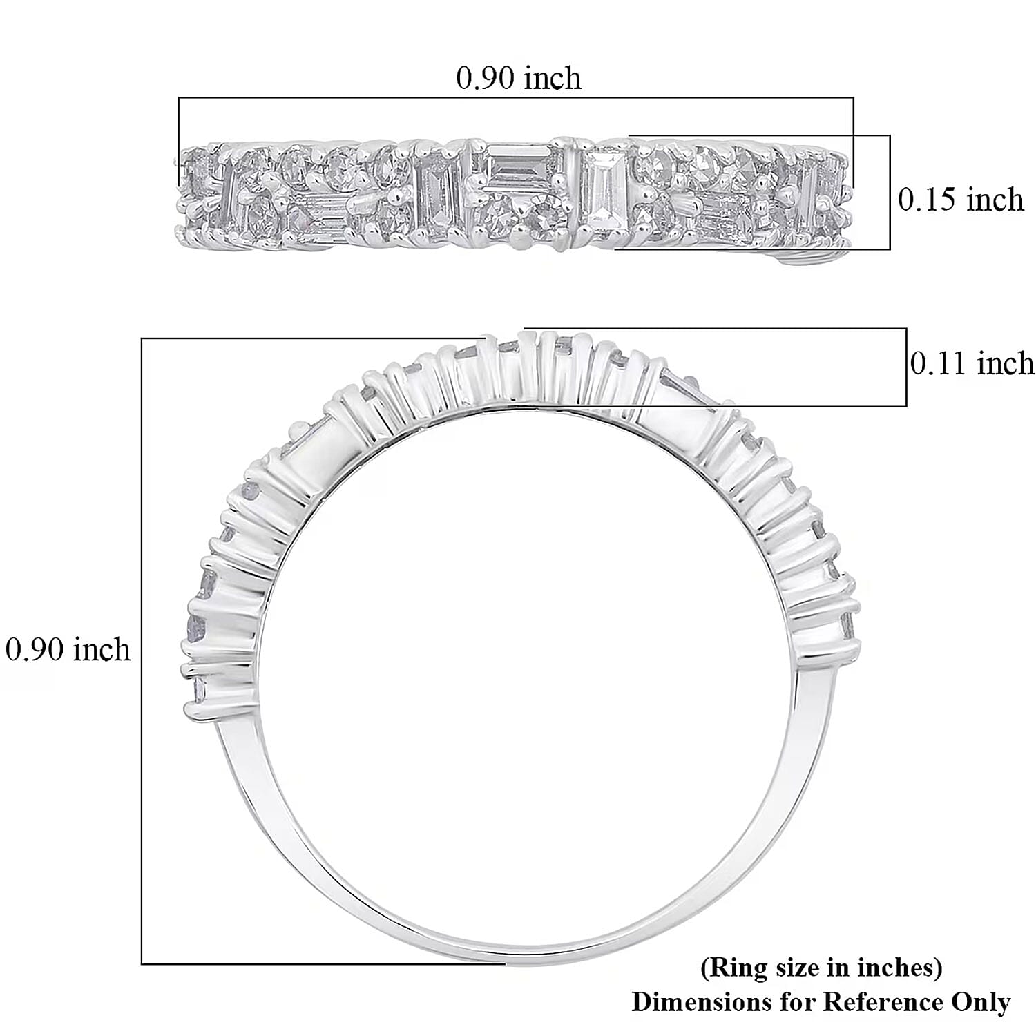 Luxuriant Lab Grown Diamond (G-H, SI) Art Deco Ring in Rhodium Over Sterling Silver 0.65 ctw (Size 10.0)