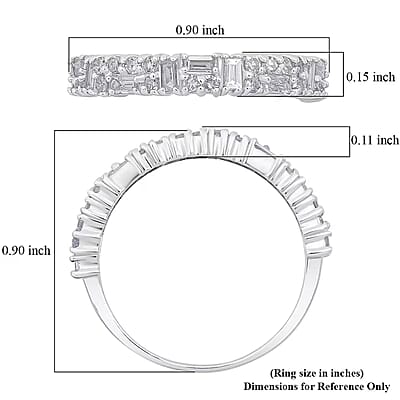 Luxuriant Lab Grown Diamond (G-H, SI) Art Deco Ring in Rhodium Over Sterling Silver 0.65 ctw (Size 10.0)