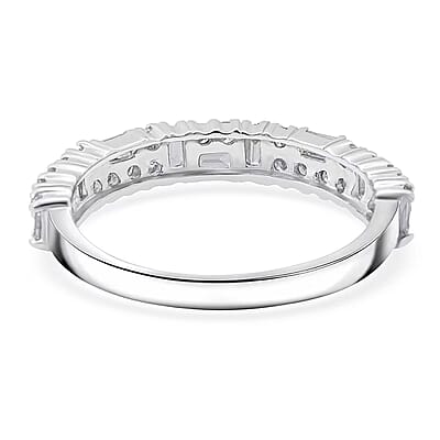 Luxuriant Lab Grown Diamond (G-H, SI) Art Deco Ring in Rhodium Over Sterling Silver 0.65 ctw (Size 10.0)