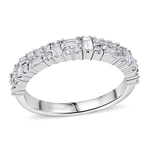 Luxuriant Lab Grown Diamond (G-H, SI) Art Deco Ring in Rhodium Over Sterling Silver 0.65 ctw (Size 5.0)