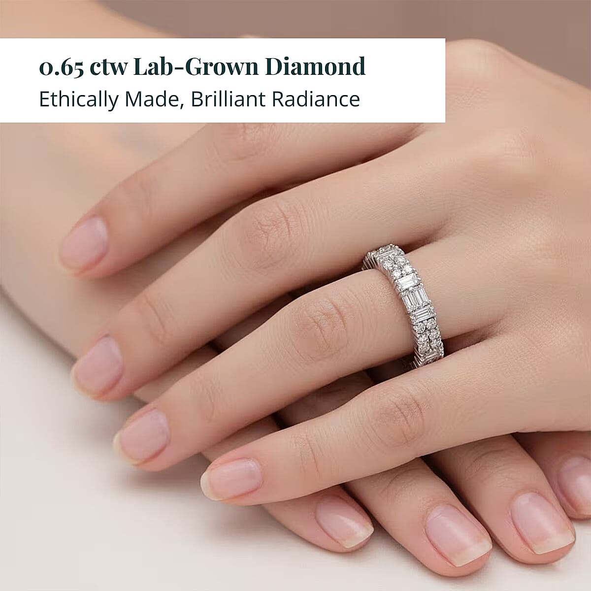 Luxuriant Lab Grown Diamond (G-H, SI) Art Deco Ring in Rhodium Over Sterling Silver 0.65 ctw (Size 5.0) image number 1