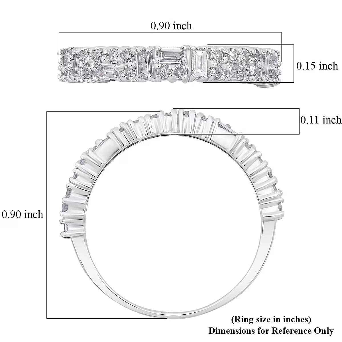 Luxuriant Lab Grown Diamond (G-H, SI) Art Deco Ring in Rhodium Over Sterling Silver 0.65 ctw (Size 5.0) image number 6