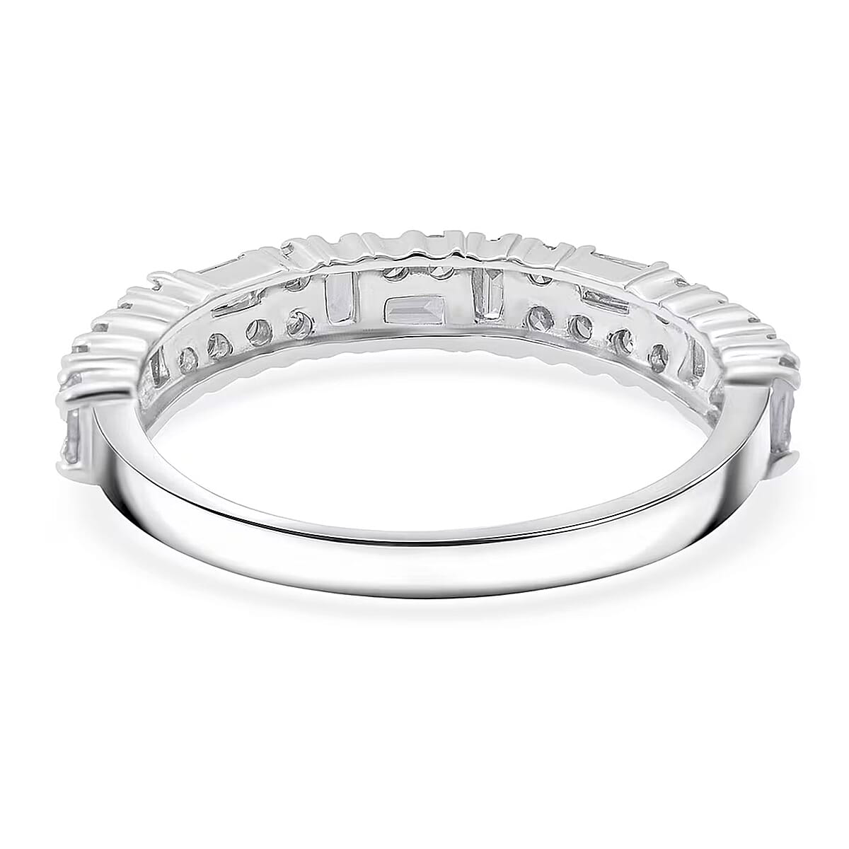 Luxuriant Lab Grown Diamond (G-H, SI) Art Deco Ring in Rhodium Over Sterling Silver 0.65 ctw (Size 5.0) image number 7