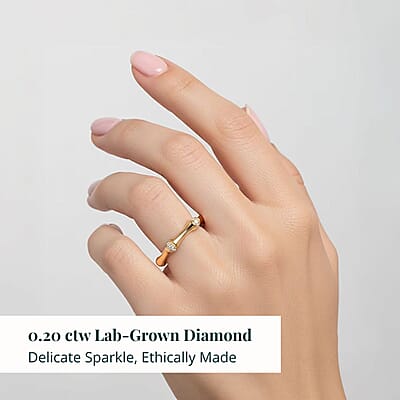 Luxuriant Lab Grown Diamond Ring in 18K Vermeil YG Over Sterling Silver 0.20 ctw (Size 10.0) (G-H, SI)