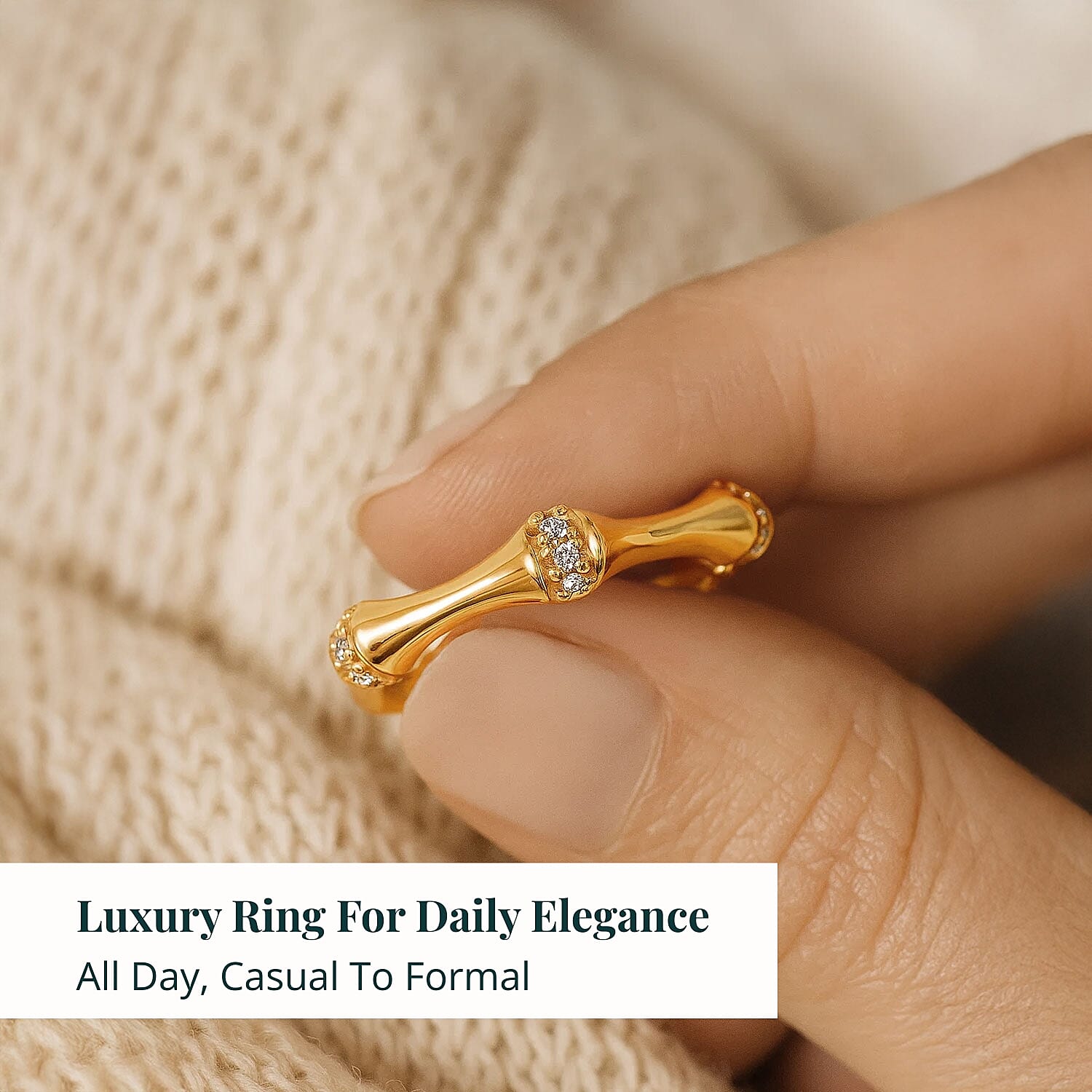 Luxuriant Lab Grown Diamond Ring in 18K Vermeil YG Over Sterling Silver 0.20 ctw (Size 10.0) (G-H, SI)