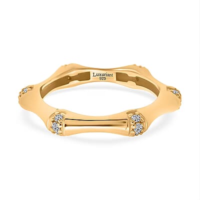 Luxuriant Lab Grown Diamond Ring in 18K Vermeil YG Over Sterling Silver 0.20 ctw (Size 10.0) (G-H, SI)