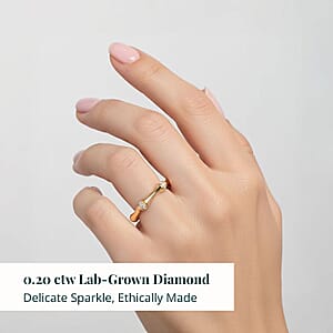 Luxuriant Lab Grown Diamond Ring in 18K Vermeil YG Over Sterling Silver 0.20 ctw (Size 7.0) (G-H, SI)