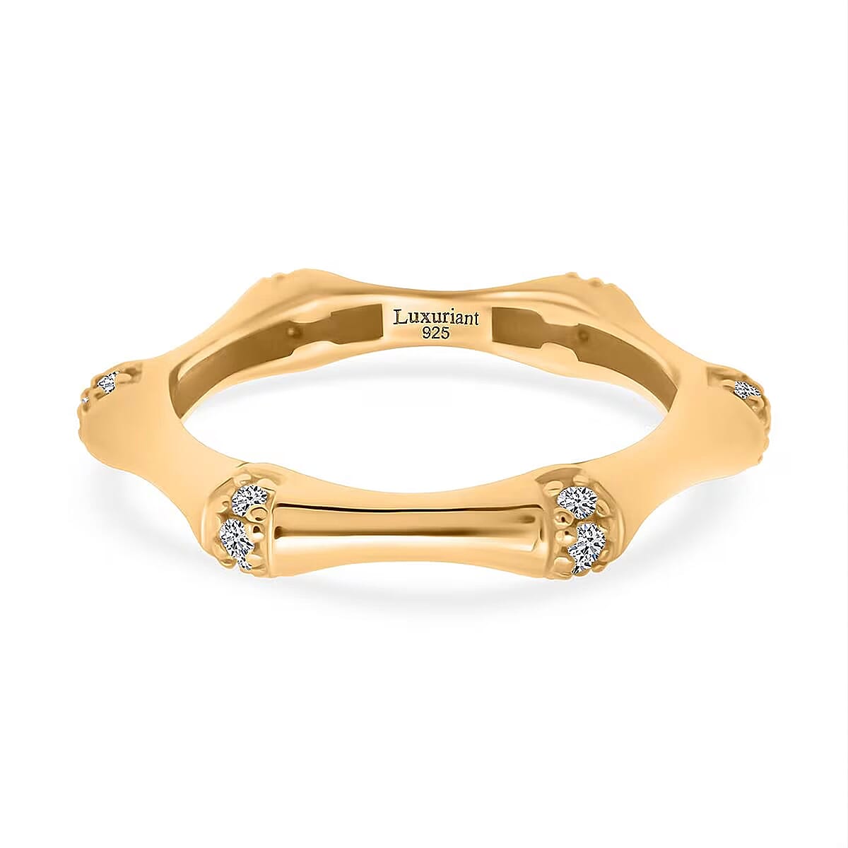 Luxuriant Lab Grown Diamond Ring in 18K Vermeil YG Over Sterling Silver 0.20 ctw (Size 8.0) (G-H, SI) image number 7