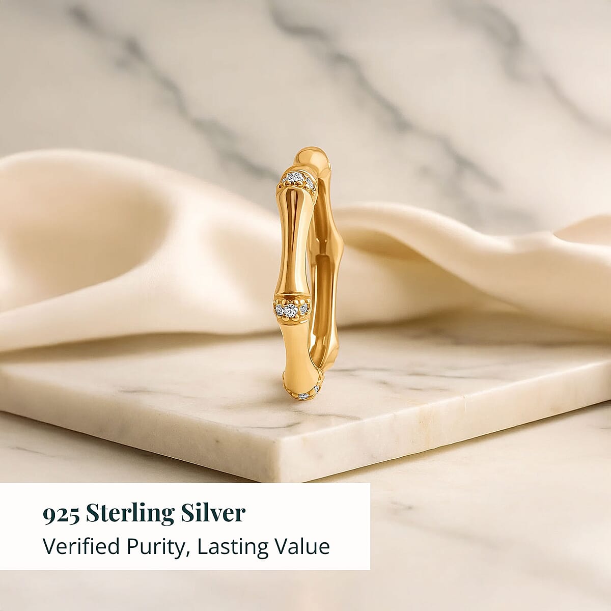 Luxuriant Lab Grown Diamond Ring in 18K Vermeil YG Over Sterling Silver 0.20 ctw (Size 9.0) (G-H, SI) image number 2