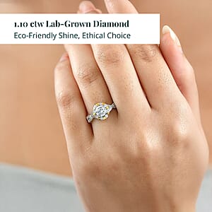Luxuriant Lab Grown Diamond Infinity Ring in 18K Vermeil YG and Rhodium Over Sterling Silver 1.10 ctw (Size 10.0)