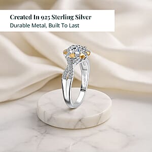 Luxuriant Lab Grown Diamond Infinity Ring in 18K Vermeil YG and Rhodium Over Sterling Silver 1.10 ctw (Size 10.0)