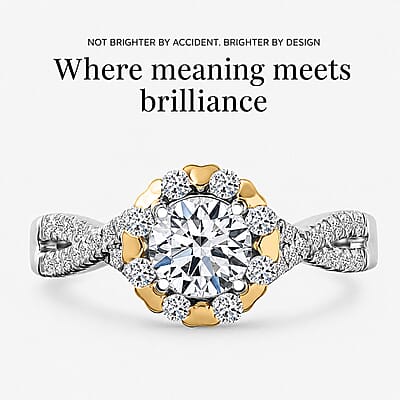 Luxuriant Lab Grown Diamond G-H SI 1.10 ctw Infinity Ring in 18K Vermeil YG and Rhodium Over Sterling Silver (Size 10.0)