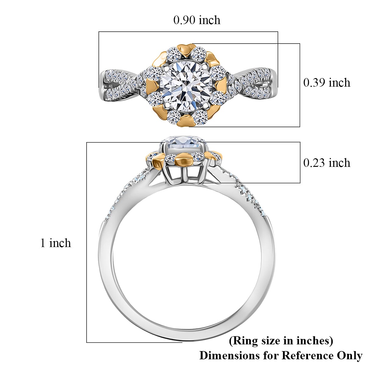 Luxuriant Lab Grown Diamond 1.10 ctw Fancy Ring in 18K Vermeil YG and Rhodium Over Sterling Silver (Size 5.0) image number 5