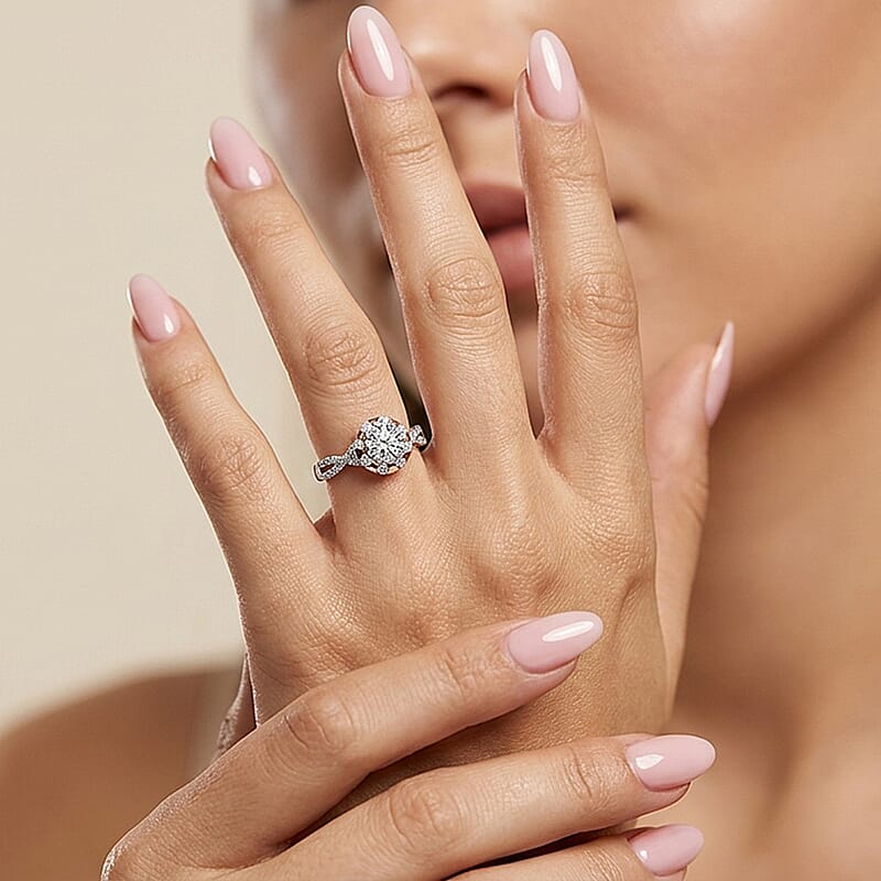 Luxuriant Lab Grown Diamond G-H SI 1.10 ctw Infinity Ring in 18K Vermeil YG and Rhodium Over Sterling Silver (Size 8.0)