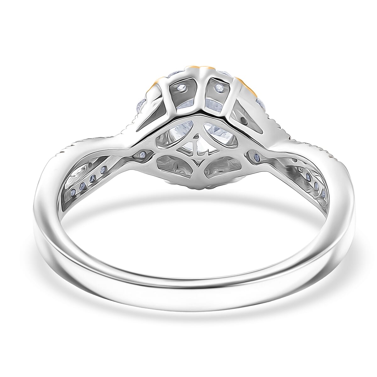 Luxuriant Lab Grown Diamond 1.10 ctw Fancy Ring in 18K Vermeil YG and Rhodium Over Sterling Silver (Size 8.0) image number 4