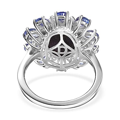 D'Joy Premium Indian Star Ruby and Multi Gemstone 9.30 ctw Celestial Starburst Ring in Rhodium Over Sterling Silver (Size 10.0)